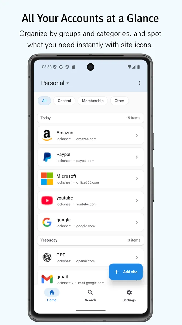 LockSheet account overview