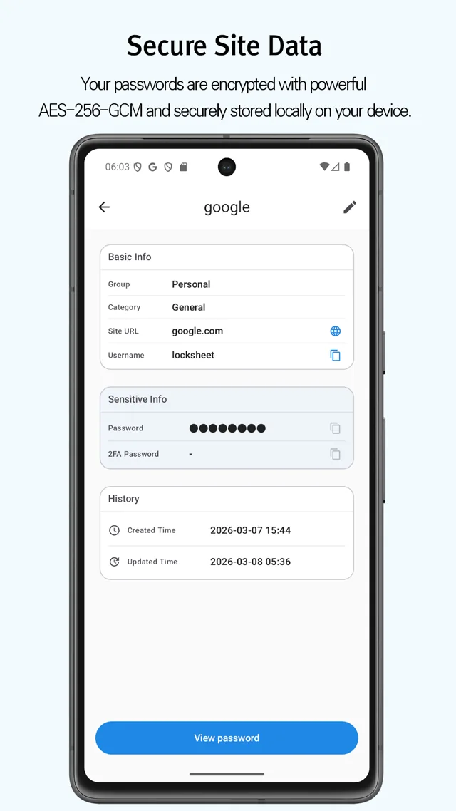LockSheet account details